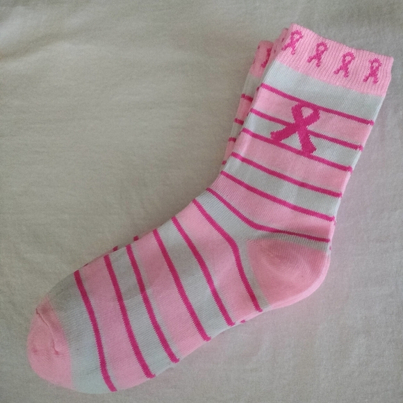 Breast Cancer Awareness  Striped Socks - Picture 2 of 2